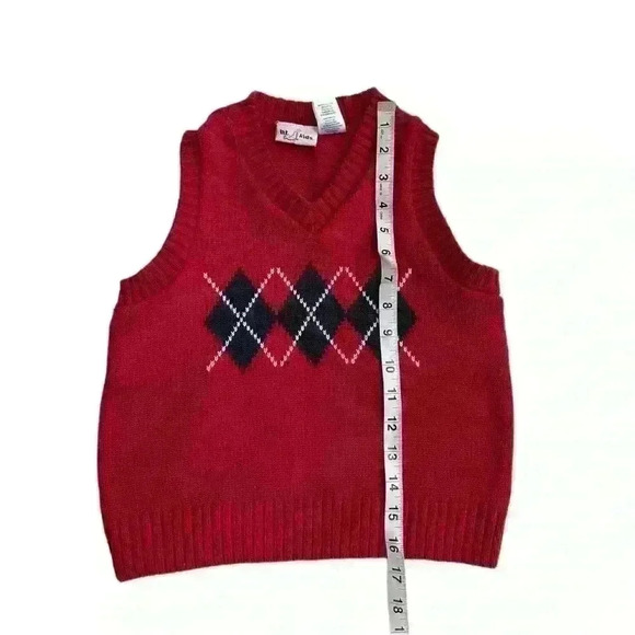 BT Kids Boys Sweater Vest Cable Knit Red V-Neck size 6 - Picture 4 of 6